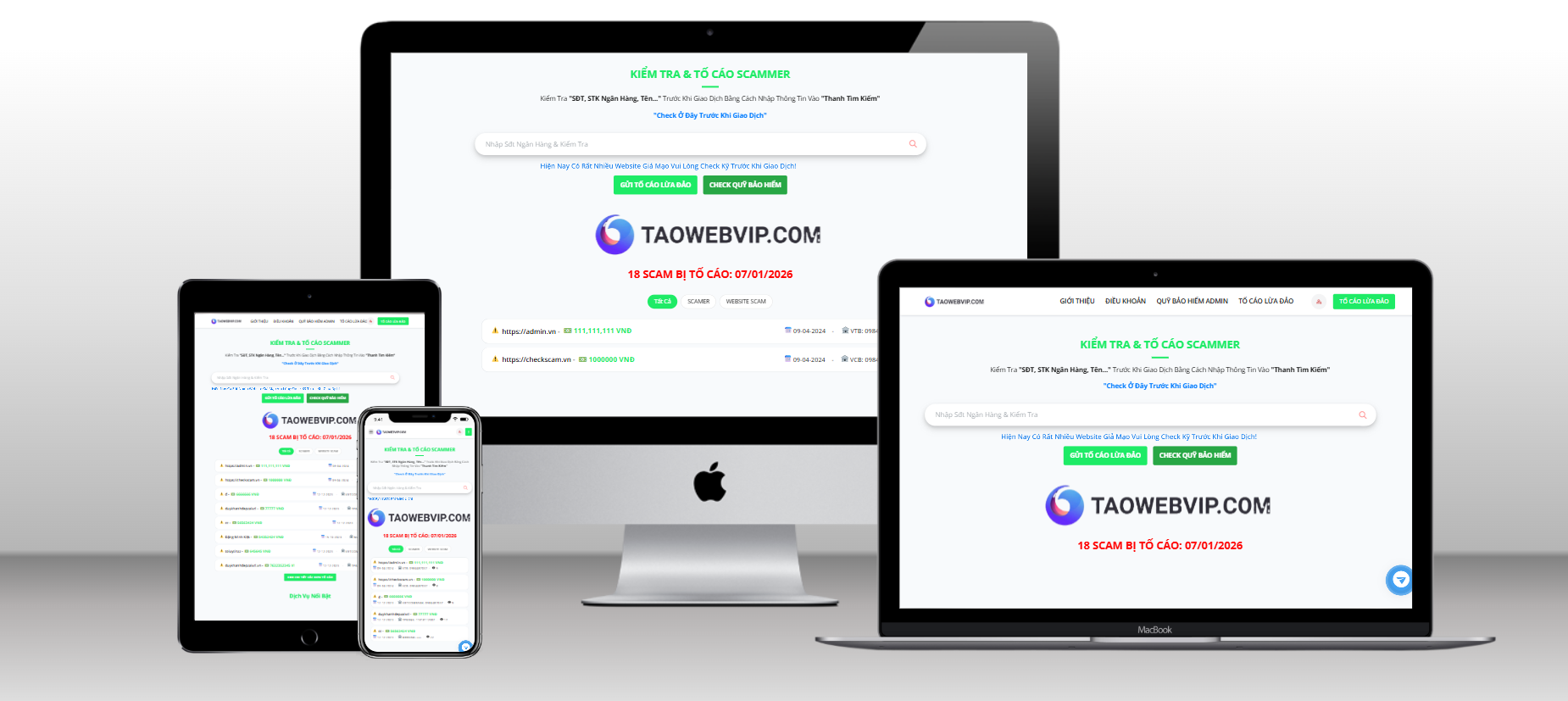 Thiết kế web checkscam có bot tele chuẩn SEO